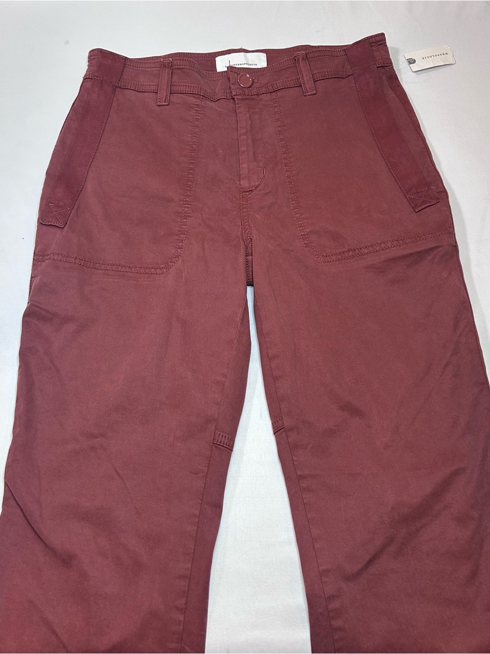 Anthropologie women’s Burgundy Utility Pants Tapered Ankle Size 4 NWT